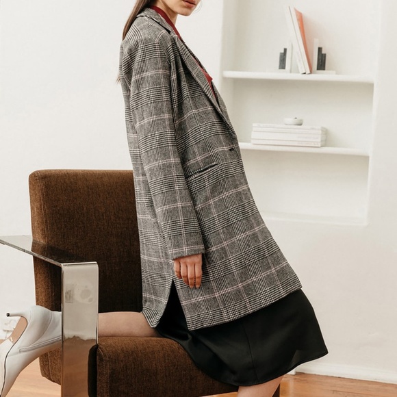 NWT Rails Anders Wool Charcoal & Pink Plaid Coat - Picture 4 of 9